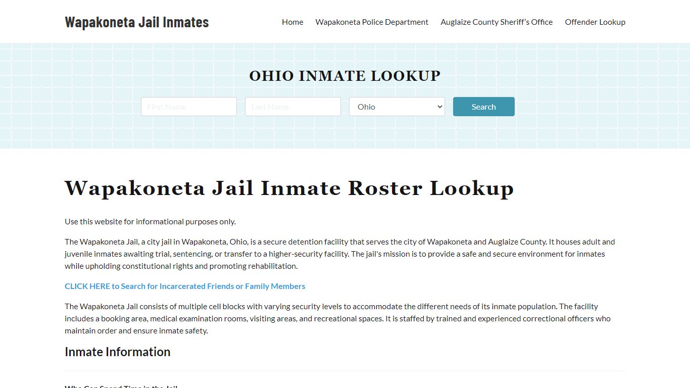 Wapakoneta Jail Inmate Roster, Auglaize County, OH, Offender Search