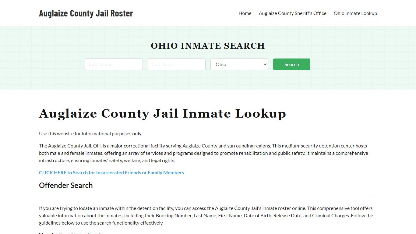 Auglaize County Jail Roster Lookup, OH, Inmate Search